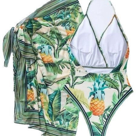 Triangulaire Sexy Un-Piece Tropical Imprimer Maillot de bain Femmes Ensemble à deux pièces