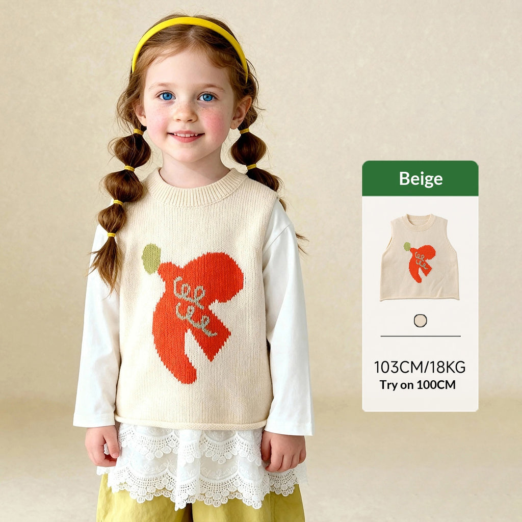 Broderie de dessins animés Veste de taille tricotée souple et polyvalente