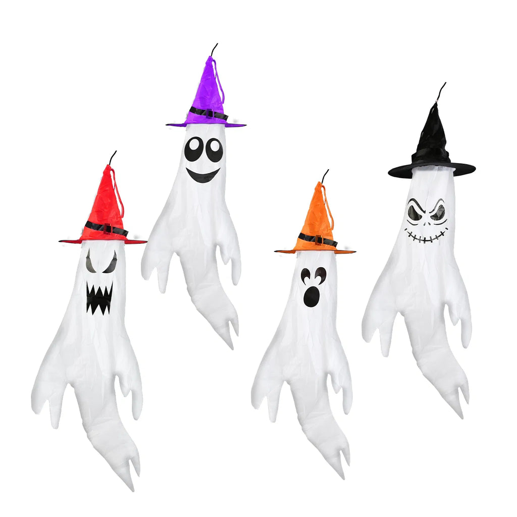 Ensemble de décoration suspendu d'Halloween - 4 éoliennes fantômes