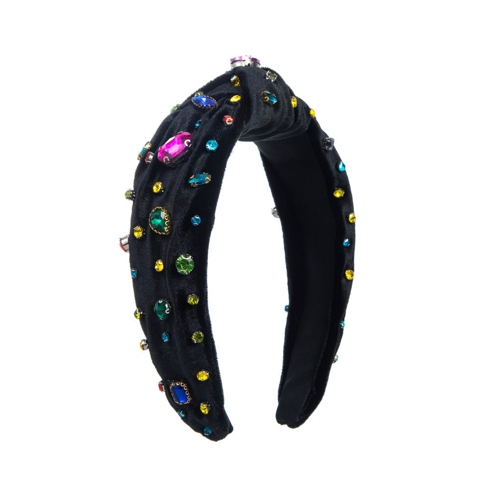 Colorful Crystals Knotted Fashion Fabric Craft Full Diamond Headband