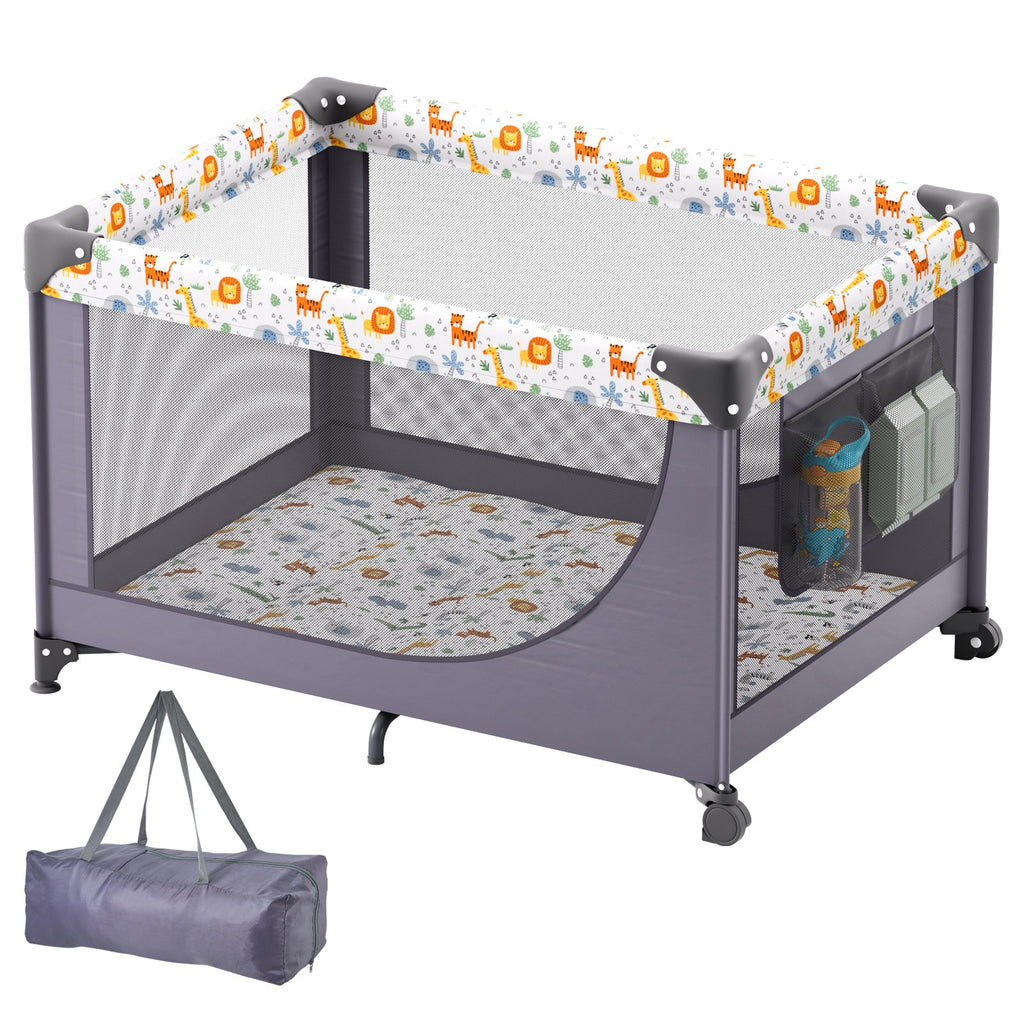 VEVOR Baby Playpen Portable Portable Baby Toddler Fence Play Yard & Wheels