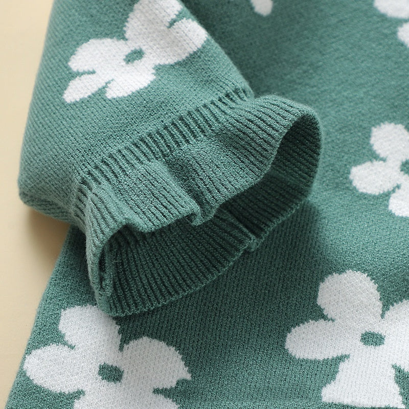 Bébé petite fleur tricotée une pièce Rompers combinaison de saut