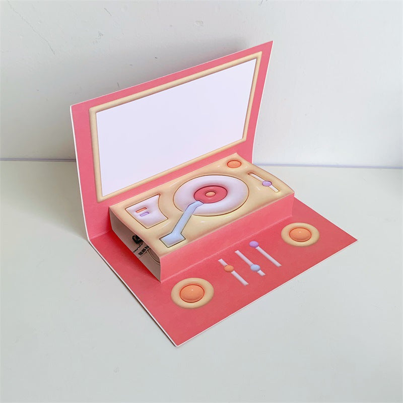 Phonograph cadeau d'anniversaire Cartes de voeux stéréoscopiques créatives