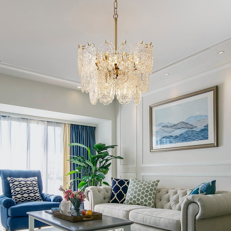 Luxury Lusury Glass Chandelier Metal and Glass Flush-mount Pendentif luminaire