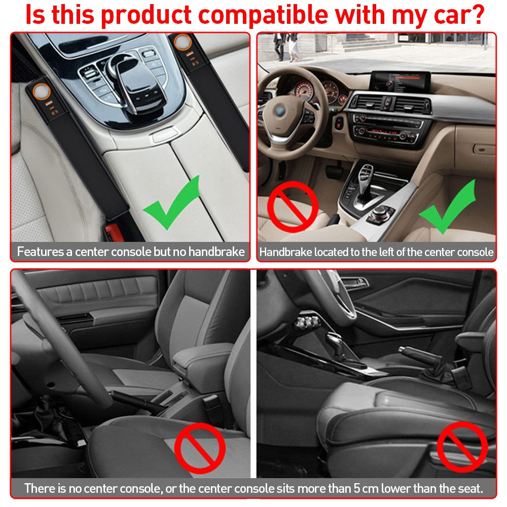 Rechargeable Seat Gap Rangement Box Support de téléphone Organisateur Black Car Accessoires