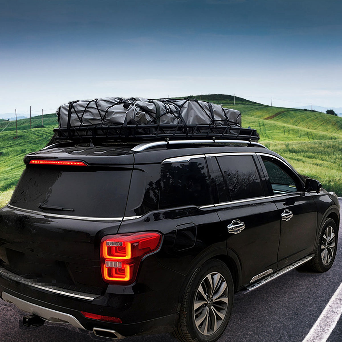 1Pc 63x39x6.3 dans le panier universel de porte-bagages de porte-bagages de porte-bagages avec crochet