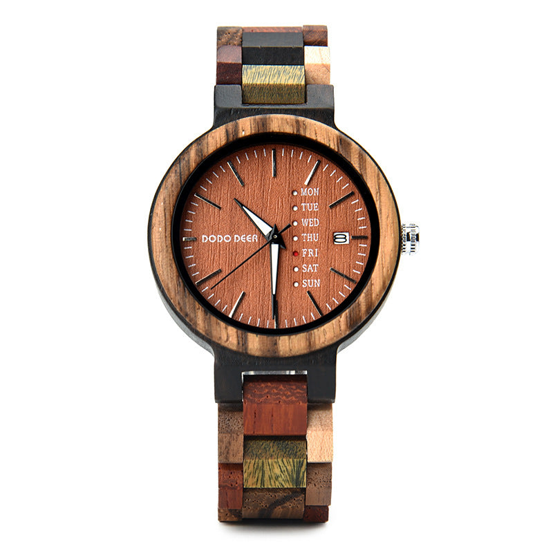 Wood Couple's European and American Style Calendrier Watch