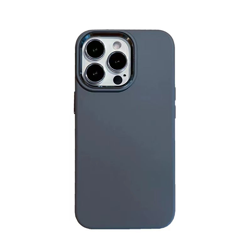 Boîtier de téléphone en métal silicone liquide de couleur pleine couverture
