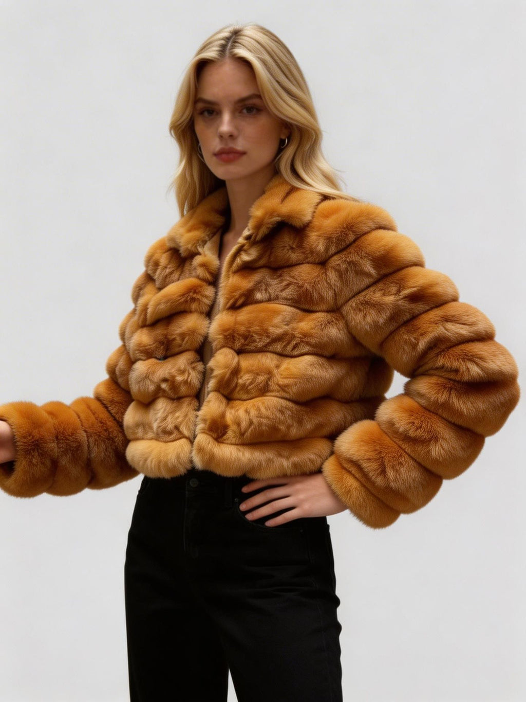 Style européen et américain Short Eco Friendly Fur Coatfashionable chaud avec cuir Lacine