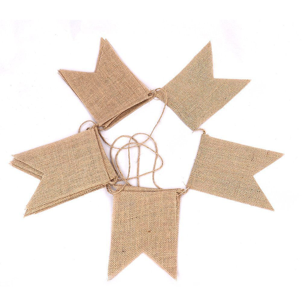 15 PCS Linen for Wedding Decoration Pennant Party Wedding Dovetail Pennant Hanging Linen F