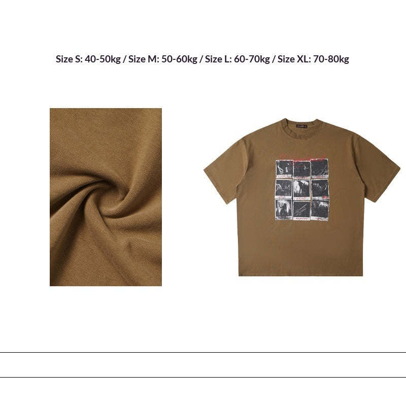 T-Shirt à manches courtes personnalisé à impression à neuf manches courtes Hommes Encolure décontractée en haut