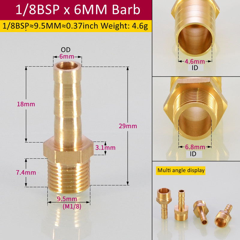Tuyau de raccord de tuyau en laiton Barb Tail BSP mâle Pagoda gaz connecteur joint en cuivre