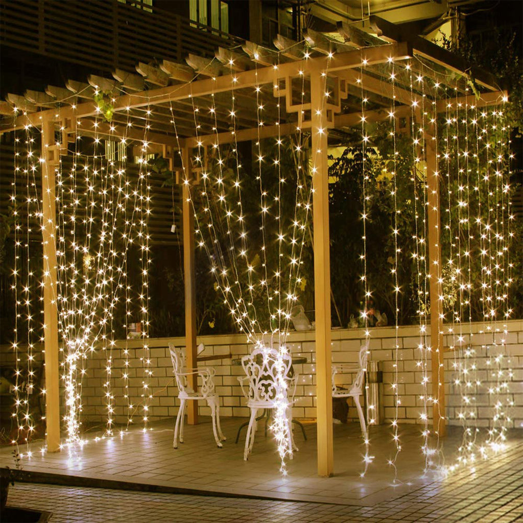 1Pc 3Meter 300 LEDs Chaîne lumière rideau avec télécommande 8 modes de lumière IP44 étanche pour Chr