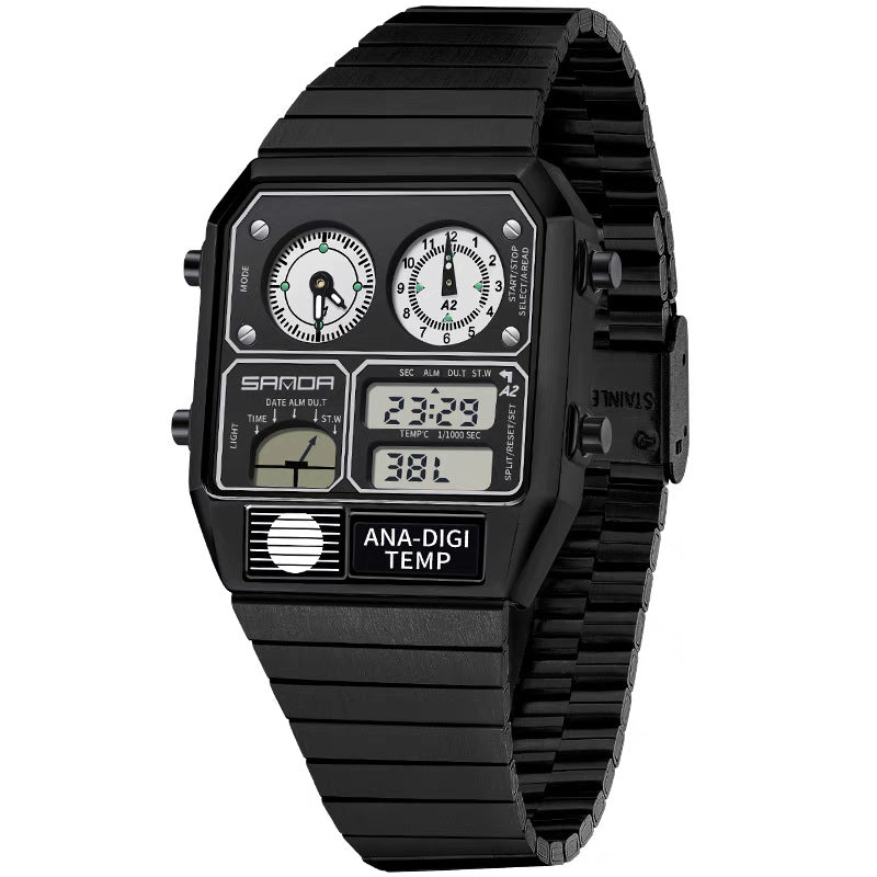 Multifonctionnel Retro Square Montre homme imperméable avec mesure de température