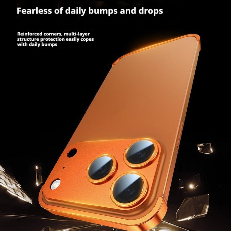 Plaquette à quatre corners en métal pour Iphone17promax Boîtier de téléphone ultra-mince sans cadre de protection C