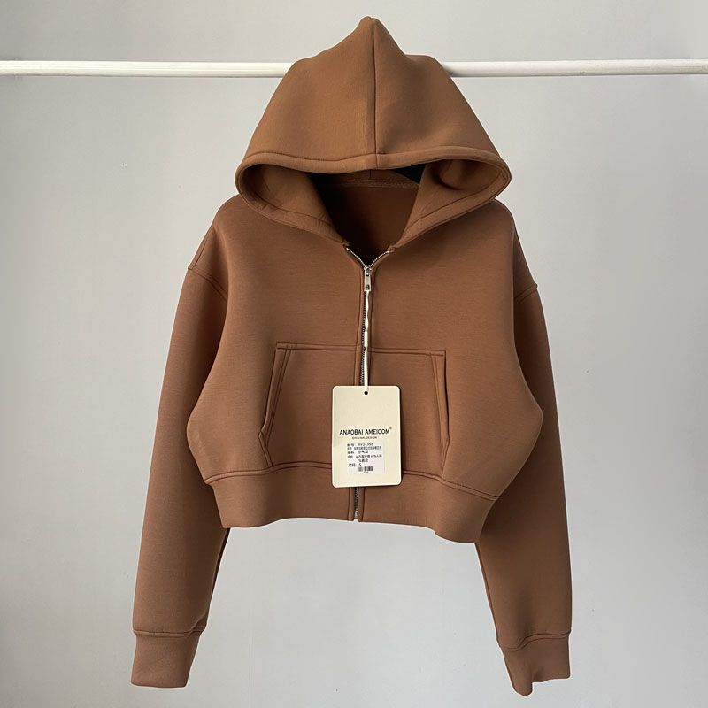 Spicy Girl Sweatshirt à capuche à capuche en tissu à couche d'air de couleur solide