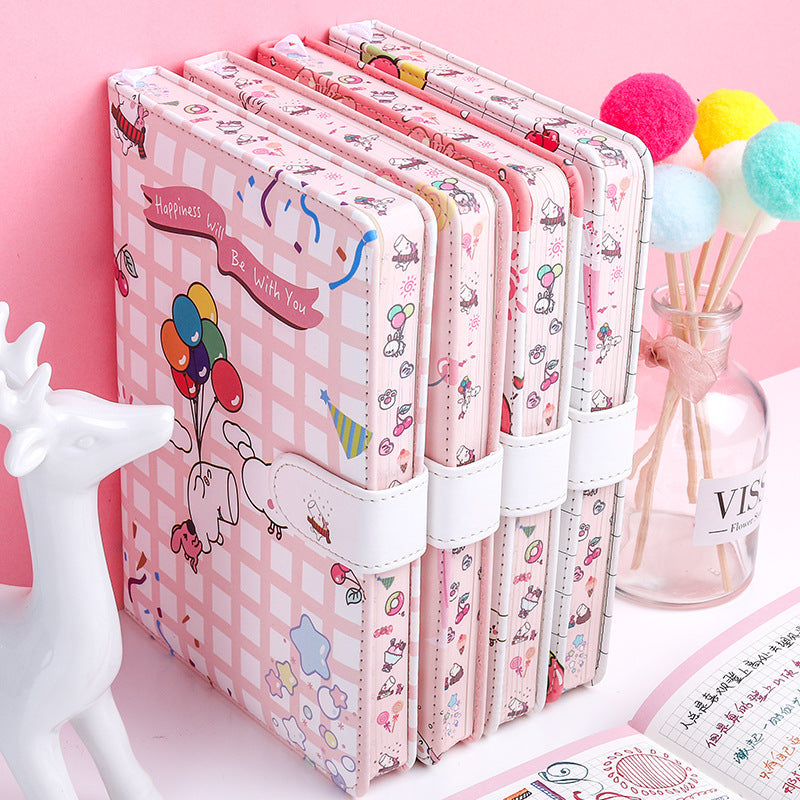 Kaba Ours Hippo petit blanc magnétique boucle carnet portable carnet fille coeur créatif