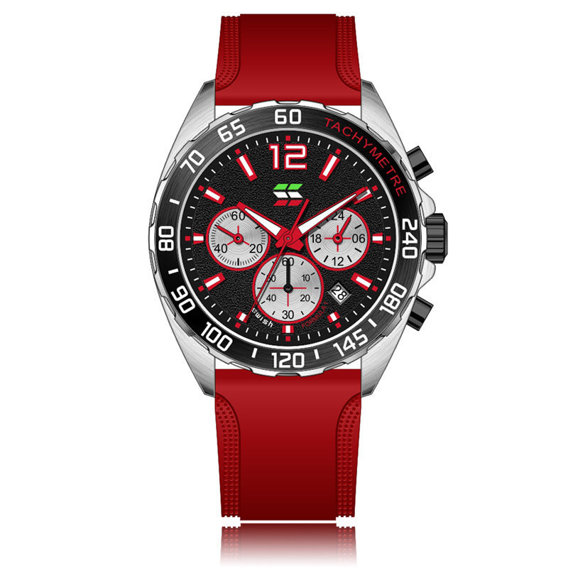 Bracelet en caoutchouc mince Montres Quartz horloge de mode Six-pin Timing Sports Wrist