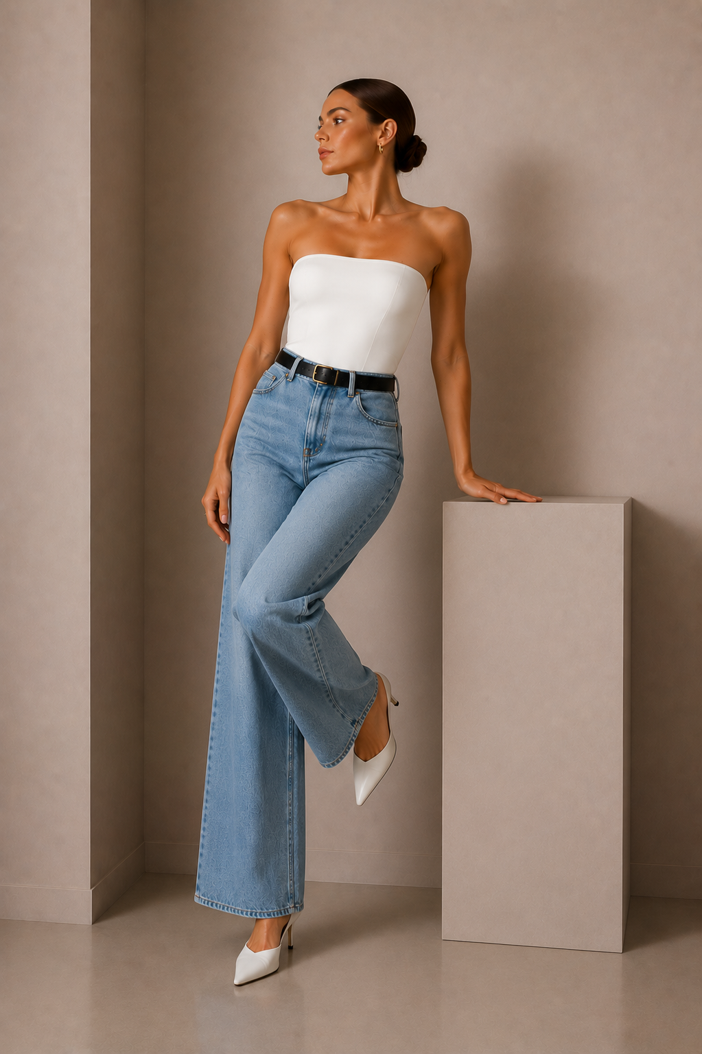 Bodysuit Bandeau sans sangle pour femme Tube souple stretch Top Body