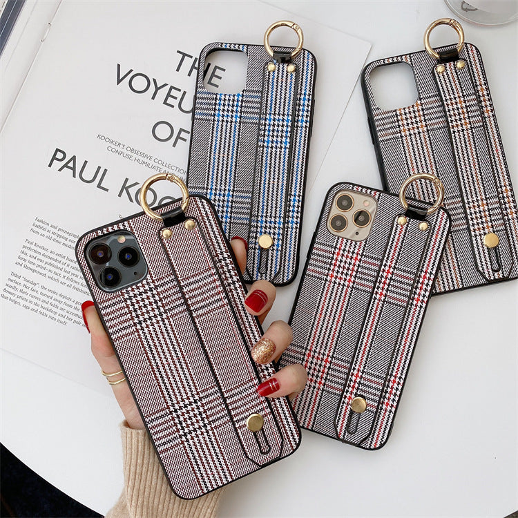 Cute Retro Plaid Strap Bracket Coque de téléphone