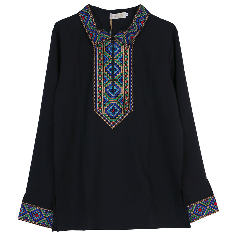 T-shirt blanc à manches longues style Uyghur