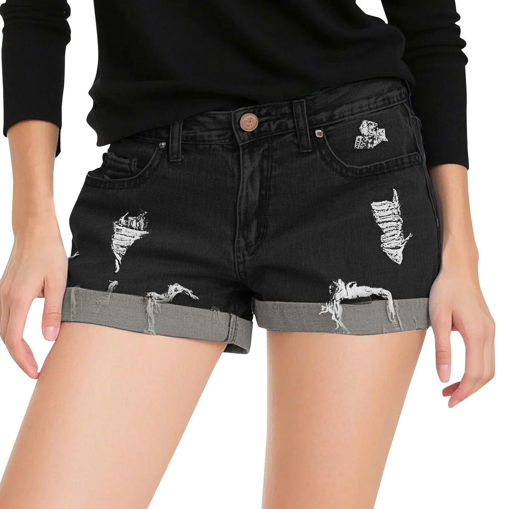 Short denim fringé de style américain Pantalon court flatteur de figure