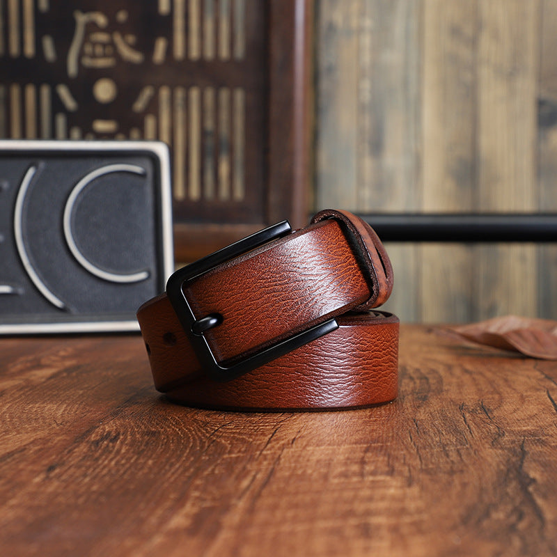 Ceinture en alliage d'épingle pour hommes avec style casual en cuir de vache