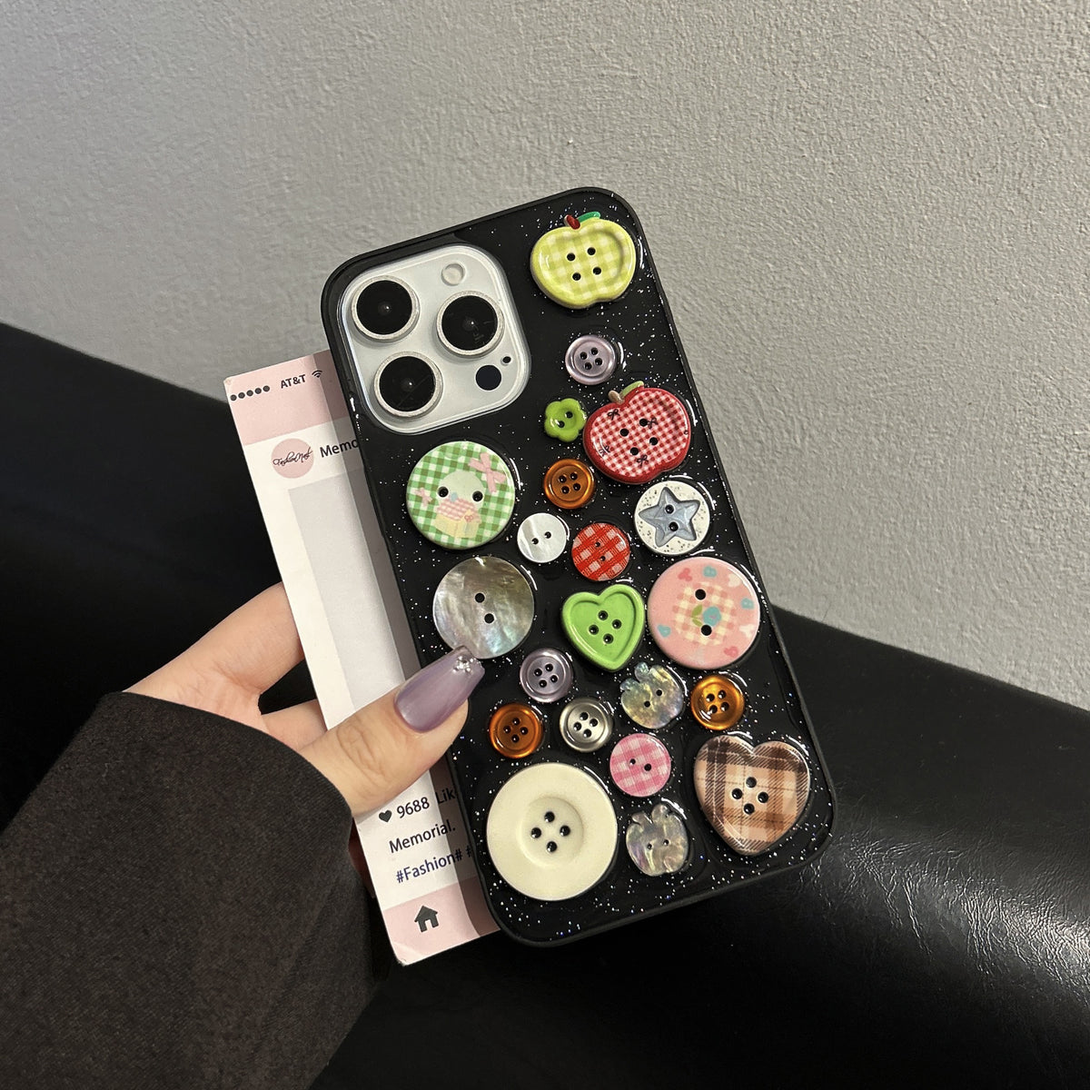 Colorful Button Epoxy Resin Phone Case for Girls