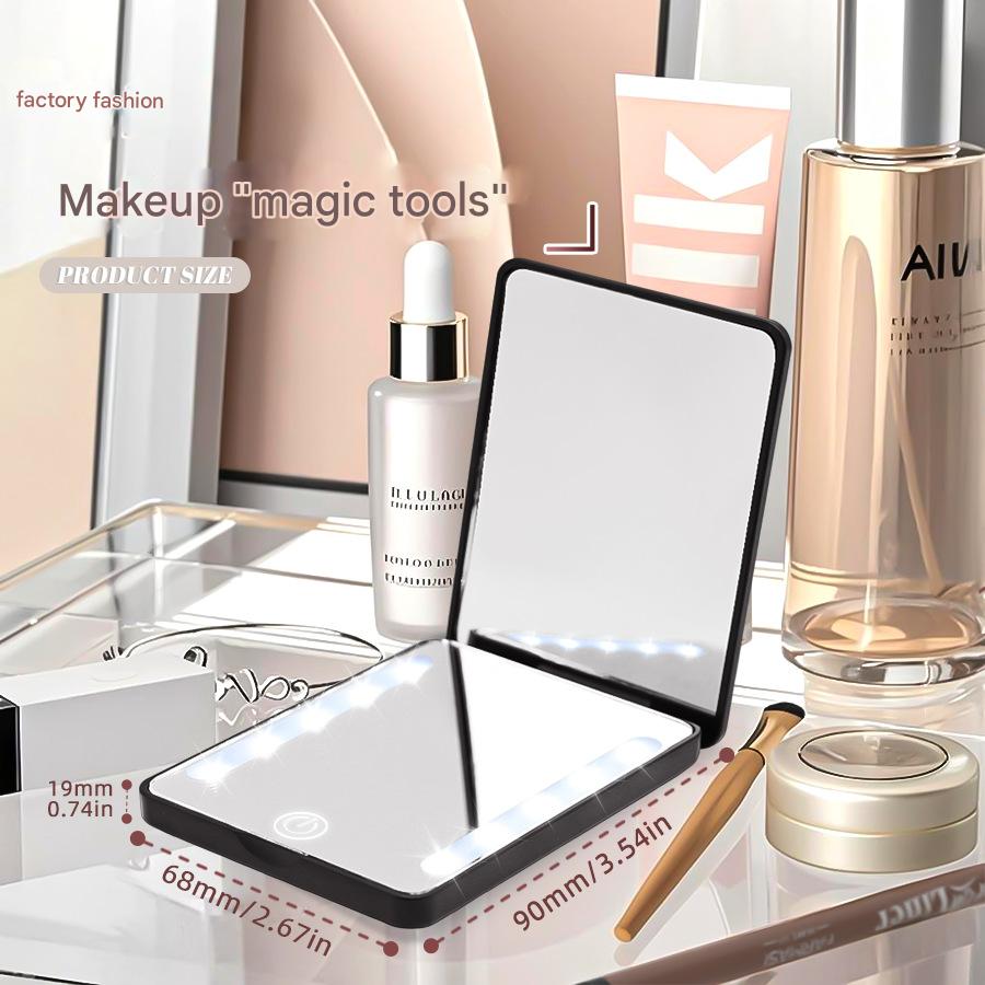 Compact Double-Sided pliant miroir de maquillage Portable LED lumière pour Touch-Ups