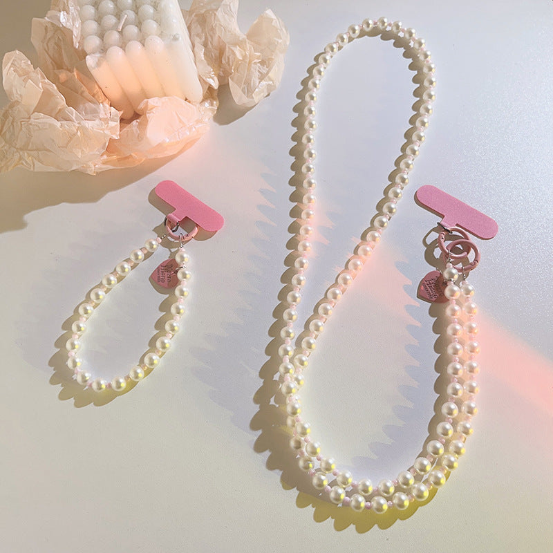 Love Pending Pearl Crossbody Chaîne Wristband Wrist Strap Universal Mobile Phone Lanyard