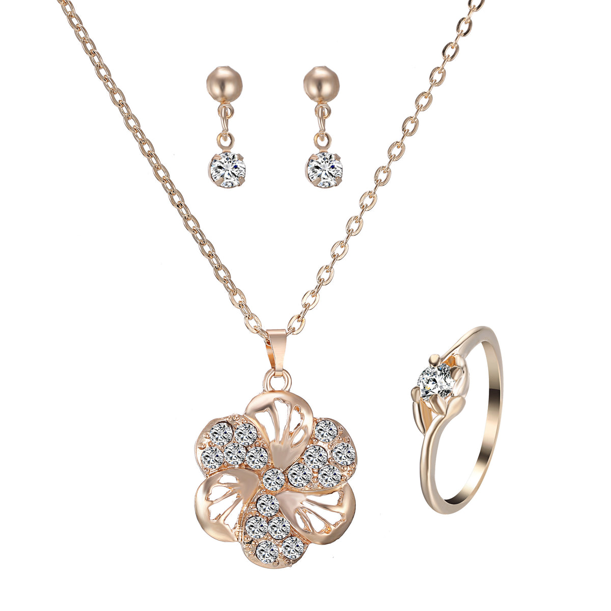 Pendentif coeur Bijoux Set Strass Bijoux