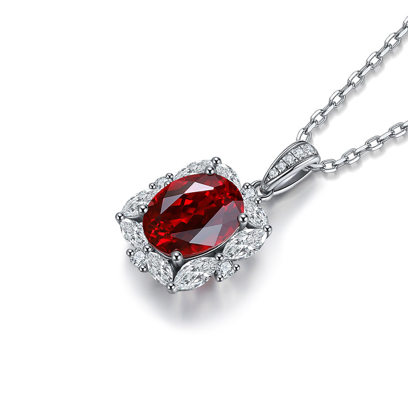 S925 Argent 3.9g Collier Ruby créé en laboratoire