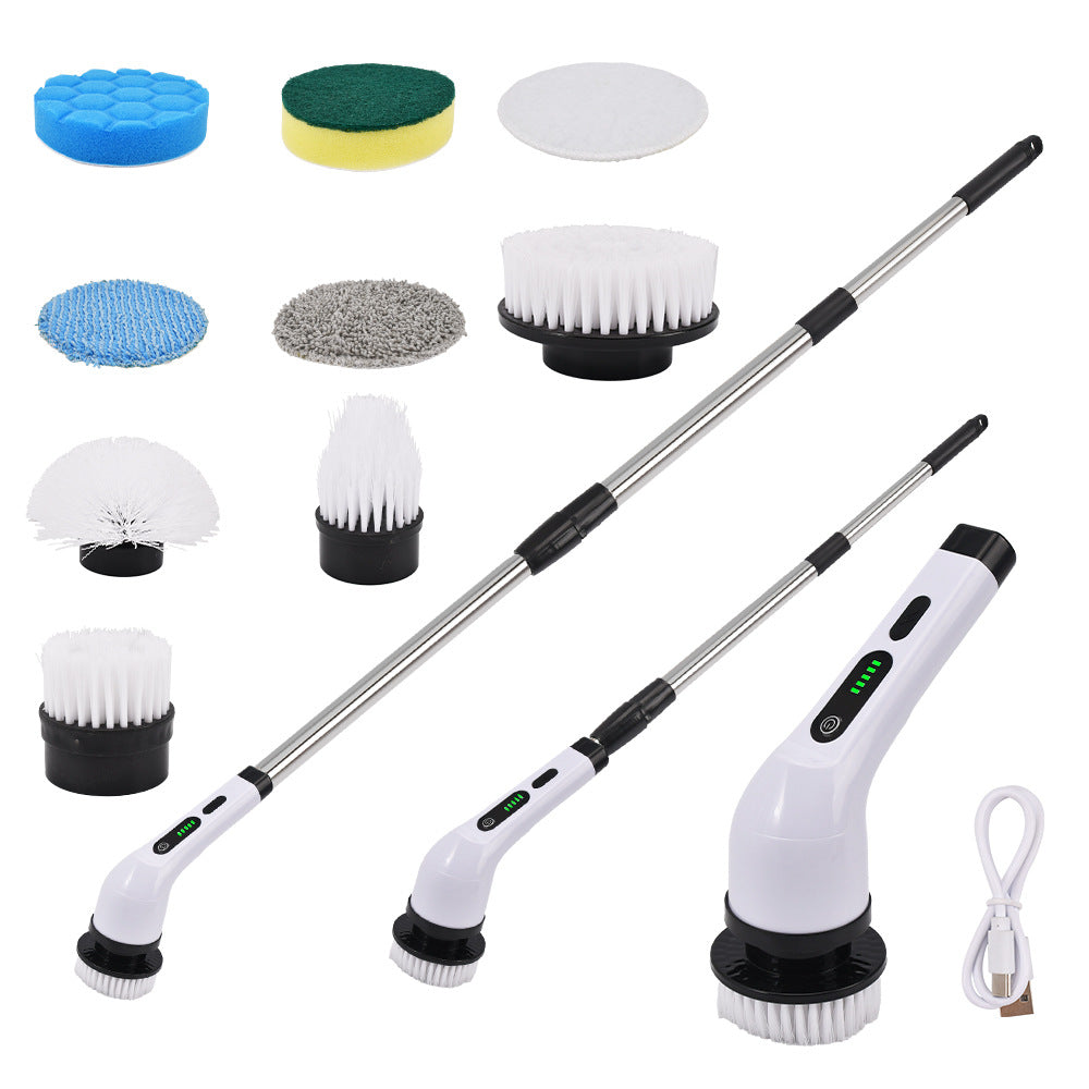 Multifunction Electric Cleaning Brush with Adjustable Length for Bathroom Glass