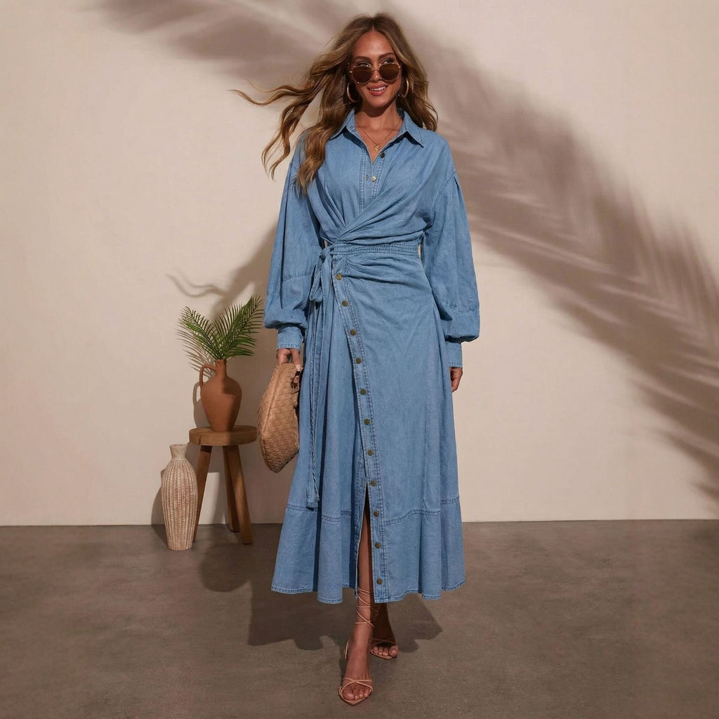 Robe à manches longues en dentelle pour femmes