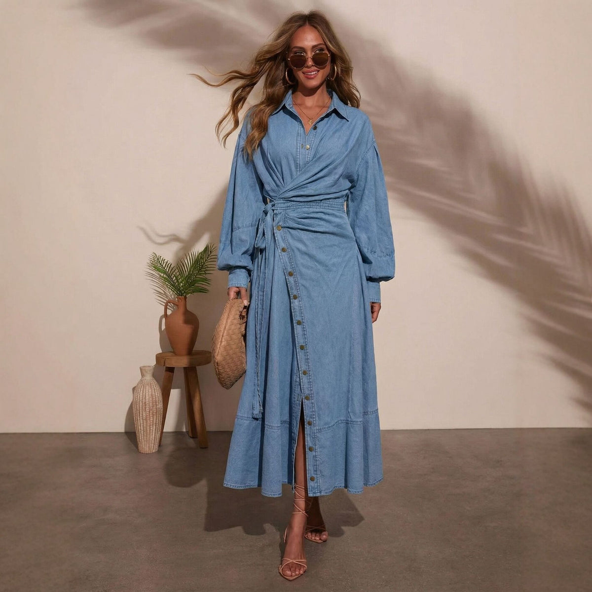 Robe à manches longues en dentelle pour femmes