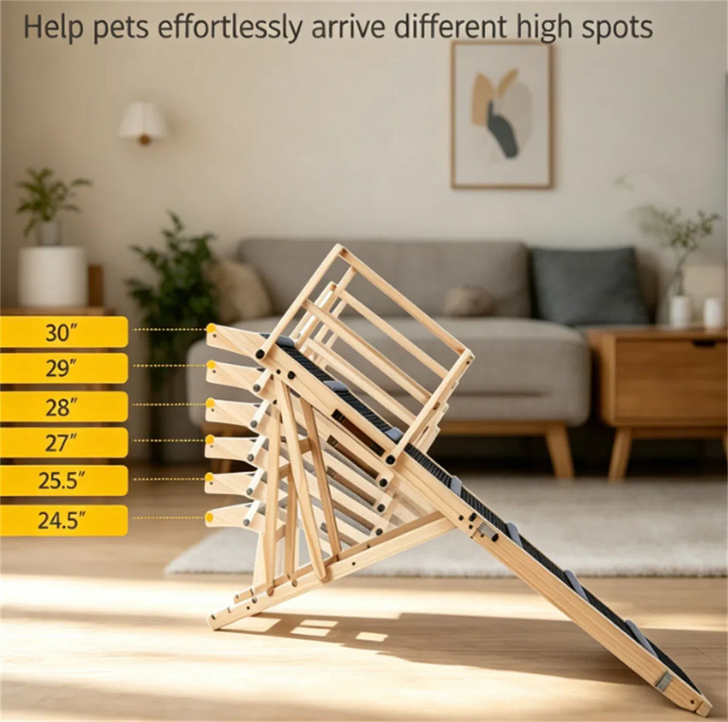 Rampe pliable réglable de 6 niveaux pour animaux de compagnie