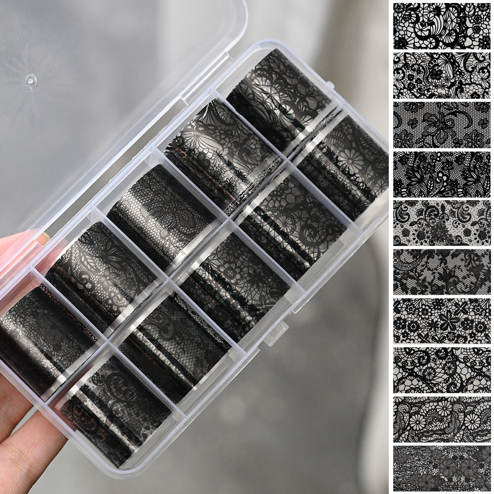 Black and White Lace-pattern Nail Art Transfer Foil