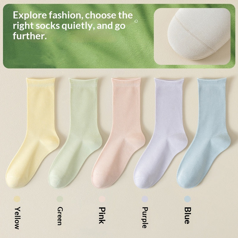 Springsummer Chaussettes mi-calf pour femmes en soie