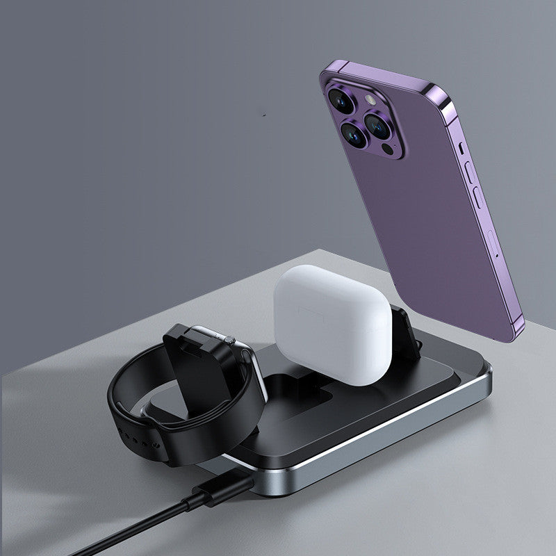 Chargeur à pliage plat trois en un sans fil