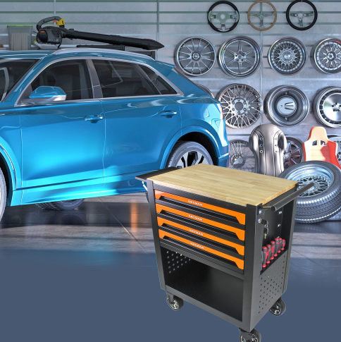 4 OUTILS MULTIFONCTIONNELS CARTONNÉS À ROUES ET À BOIS