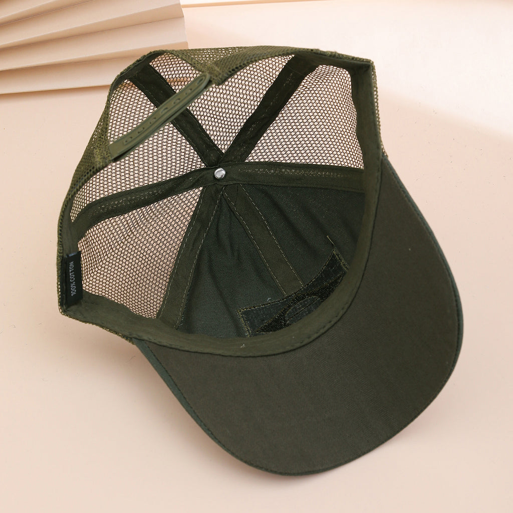 Motif géométrique brodé simple et fashionable Casquette de baseball tissu net pour l'été Ou