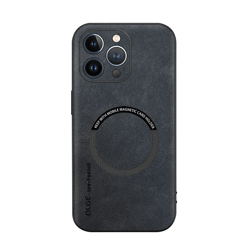 Magnetic Sheepskin Étui de téléphone d'affaires tout compris résistant à la chute