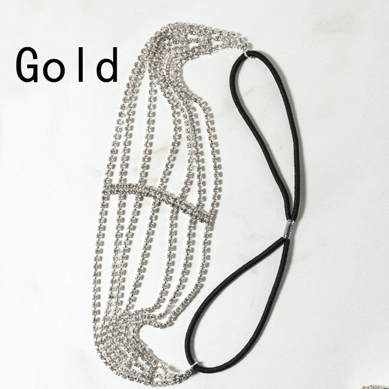Flash Diamond Strass Elastic Headband Accessoires capillaires Cinq rangées de diamants