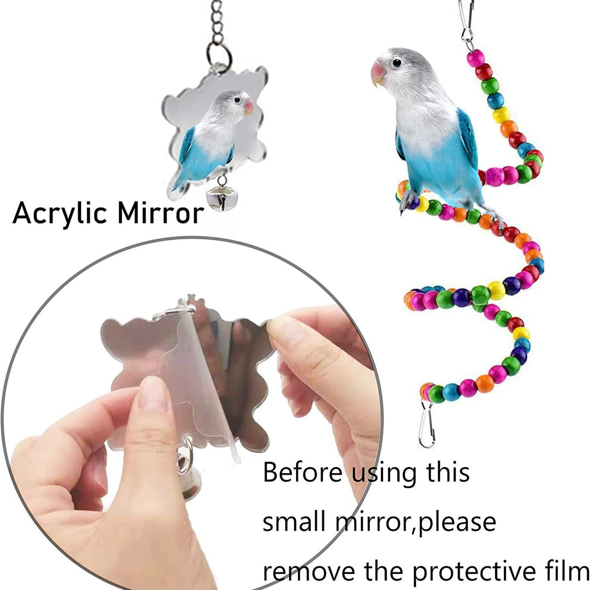 7PC Jouets pour perroquet Accessoires de cage d'oiseau
