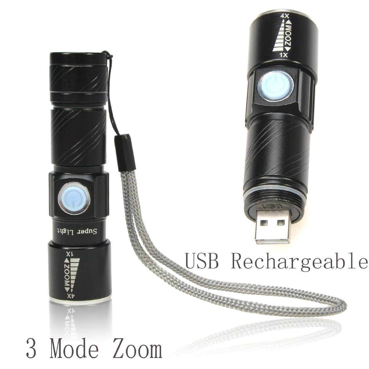 Mini rechargeable aluminum flashlight