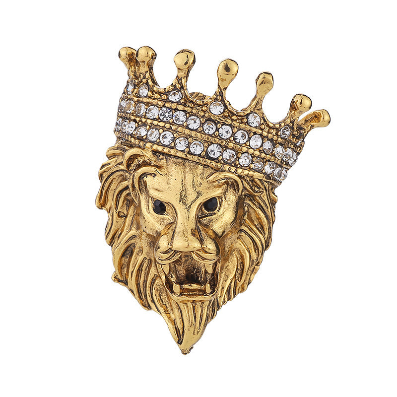 Fierce Tête Lion et Tigre Brooch Vintage Personnalisé