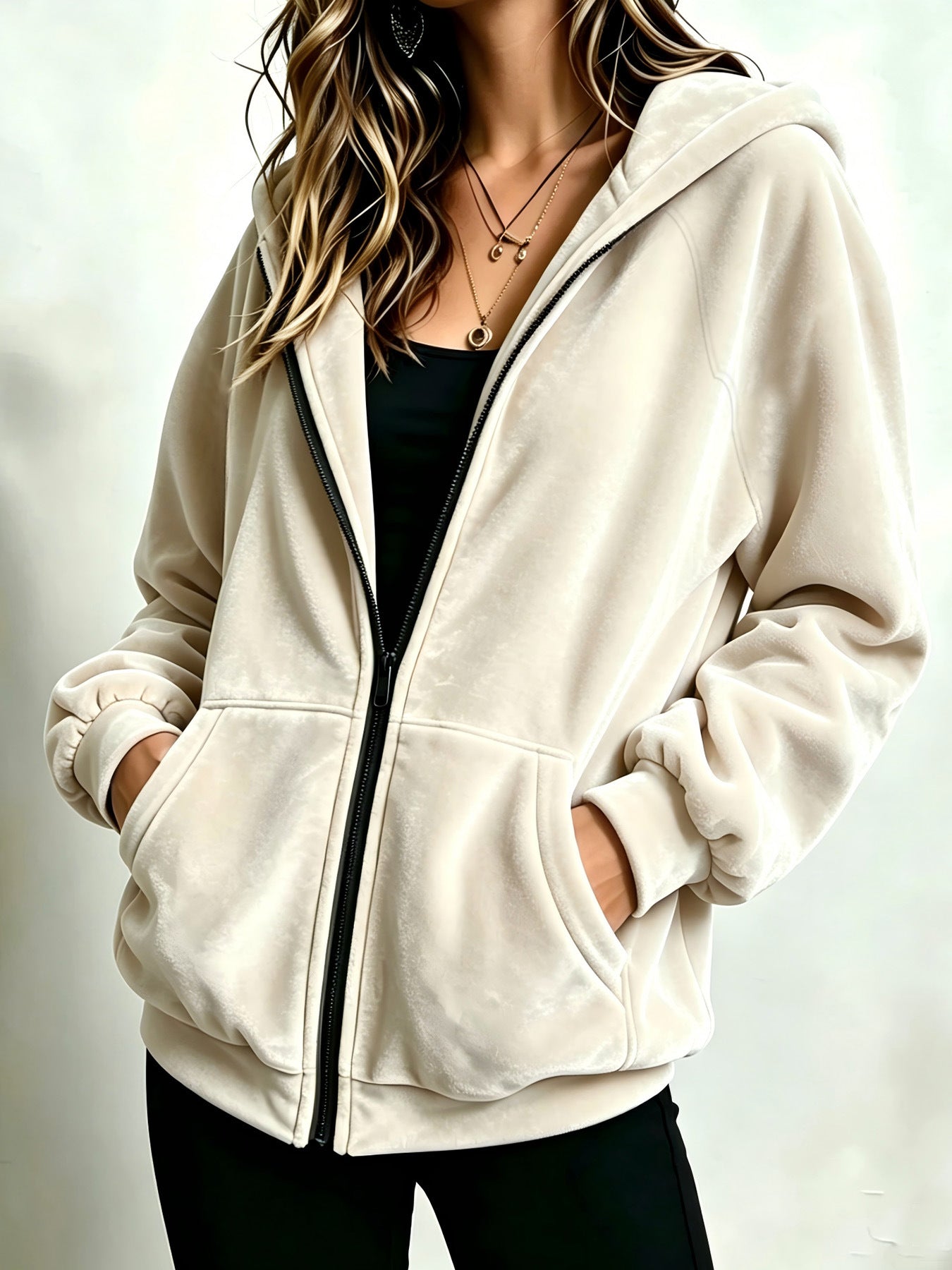 Sweatshirt casual à capuche Zip-up Designer Femmes