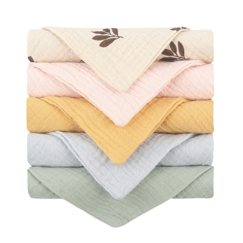 Serviette pour bébé en coton uni de 5 pièces
