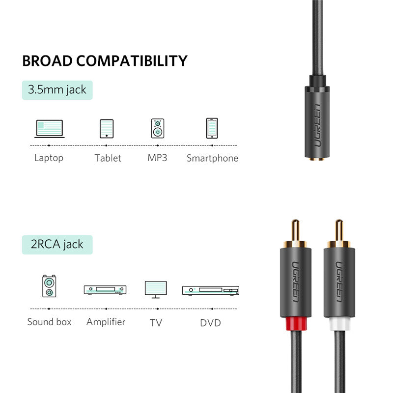 Câble de Lotus Audio 3.5 Femme à 2 Rca