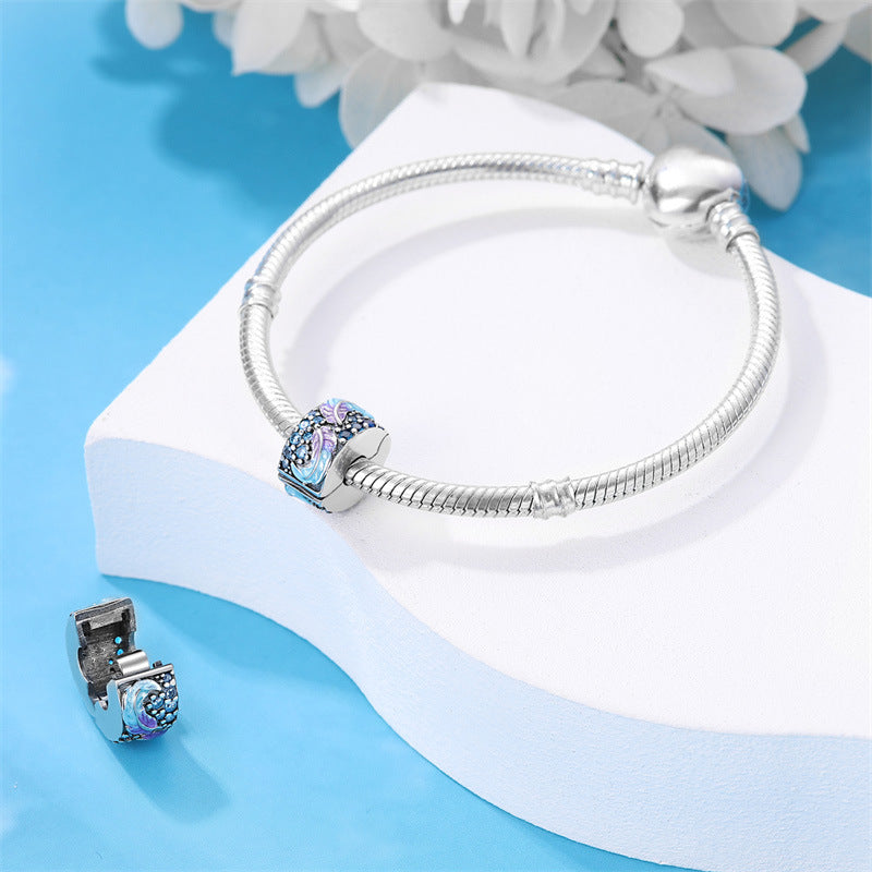 Argenté coloré Zircon Accent perles bracelet bricolage Charm